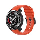 Yikamosi Kompatibel mit Honor Watch GS Pro Armband,Schnellverschluss Weiches Silikon rostfreiem Metallverschluss Ersatzbänder für Honor Watch GS Pro,Orange R