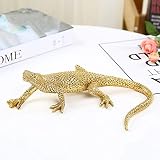 Generic Statue Atemberaubende Gartenverzierung Skulptur Wildtier Eidechse Statue Dekoration Harz Handwerk, Nordic Studie Büro Eidechse Skulptur Modell Dekoration 25 * 21 * 7 cm (Farbe : Gold) (G