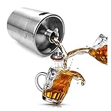 YXAQQK Werkzeuge zum Bierbrauen 1 STÜCK 2L. Bierfässer Edelstahl Mini Bier Growler für Party Bier Geek Hochzeit Home Küche Bier Breaking Küchenwerkzeuge Ausrüstung zum Bierb