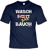 Fun T-Shirt Waschbärbauch Waschbrett-Bauch Bedruckt Geschenk-Set mit Mini F