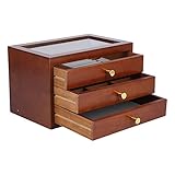 Gaeirt Schmuck-Organizer, aus hochwertigem Paulownia-Holz-Material Schmuck-Display-Box zum Aufbewahren von Ringen zum Aufbewahren von Ohrringen für die Hochzeit(Braun)