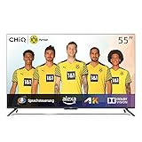 CHiQ 55 Zoll Fernseher Freihändige Sprachsteuerung Rahmenloser Smart TV,4K UHD,HDR 10,Dolby Vision,Dolby Audio,Funktioniert mit Alexa,Google Assistant,64-bit Quad Core,HDMI2.0,Version 2021