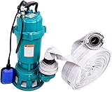 Tauchpumpe 1500W IBO 1,5 kW mit Zerkleinerer + 2' Storz C + 50m Schlauch Pumpe Wasserpumpe Fäkalienpumpe Schmutzwasserpumpe mit Bauschlauch Schneidwerk Schw