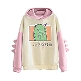Pianshanzi Kapuzenpullover Damen Hoodie Langarm Dinosaurier Kawaii Pullover Sweatshirt Cute Casual Tumblr Pulli Sports Oberteile mit Kap