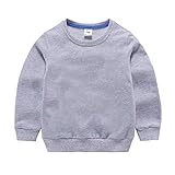 MRULIC Langärmliges Sweatshirt des Kind Baby Stehkragen Jungen-Oberteile T-Stück Pullover Sweatshirt(Grau,Höhe:95-100CM)