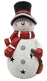 Wichtelstube-Kollektion XXL Deko Figur Schneemann mit Besen 30cm Windlicht Weihnachtsfigur Keramikfigur W