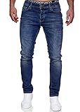 MERISH Jeans Herren Slim Fit Jeanshose Stretch Denim Hose Designer 1512 (33-34, 1512-02 Dunkelblau)