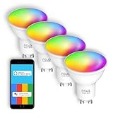 Alexa Glühbirne GU10 Led Warmweiss Kaltweiss RGBW dimmbar 350lm. Musik Sync Wlan lampen kein hub. WiFi Tuya Smart Life Amazon Echo Google Home kompatibel deckenlampe geräte 4er pack - Nous P8