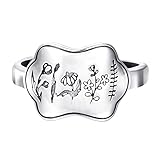 QAOLJYT 925 Sterling Silber Vintage Blumen Ringe für Damen Herren, Geschnitzte Wildblumen Blatt Punk Breit Verstellbare Ringe Schmuck