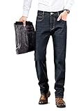 ziilay Thermojeans Herren Thermohose Schneehose gefütterte Winterhose Winterjeans mit Fleece gefüttert Hosen 8215HBK28W