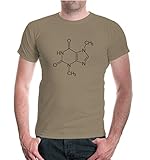 buXsbaum® Herren Unisex Kurzarm T-Shirt Bedruckt Strukturformel Schokolade | Chemische Formel Schoko | XL Khaki-Brown Beig