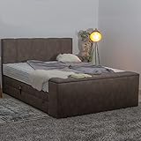 PAARA Boxspringbett Dubai C GM mit Fußtruhe | 10.000 Newton Motorleistung | Antirutsch-Matten | Royal-WS® Taschenfederkern Matratze mit GELAX® Topper Kern | Made in Germany (200 x 220 cm)