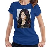 VINTRO Damen T-Shirt Kim Kardashian Smiling Original Portrait by Sidney Maurer professionell bedruckt Gr. Medium, königsb