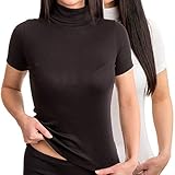 HERMKO 17855 2er Pack Damen Shirt mit Rollkragen, Farbe:weiß/schwarz, Größe:48/50 (XL)