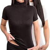 HERMKO 17855 2er Pack Damen Shirt mit Rollkragen, Farbe:weiß/schwarz, Größe:52/54 (XXL)