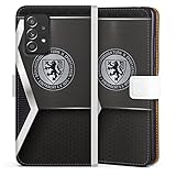 DeinDesign Klapphülle kompatibel mit Samsung Galaxy A52 Handyhülle aus Leder weiß Flip Case Offizielles Lizenzprodukt Eintracht Braunschweig Metallic Look