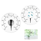 Außenthermometer 1 Stück Analoger Fensterthermometer -40 bis +50°C Wasserdichter Temperatur Thermometer Außen Acryl Fenster Temperaturanzeige Runder Außenthermometer zum Kleben (Transparent)