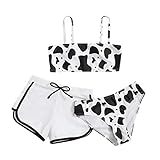 Samore Baby Mädchen Badebekleidung Tankini 3-teiliges Badeanzug Quasten Halfter Crop Tops Shorts Beachwear Sommer Bikini S