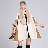 YCZDG Herbst und Winter Faux Pelz Große Größe Schal Mantel Lose Warme Strickjacke Mantel Schal Mantel Mantel (Color : Beige, Size : One size)