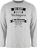 Sport Wandern Football & Co. - Es gibt Nichts Wichtigeres als Badminton - L - Grau meliert - Es gibt Nichts Wichtigeres als Badminton - BCTU005 - Herren Lang