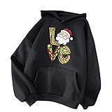 BIKETAFUWY Weihnachten Sweatshirt Damen Kapuzenpullover Teenager Mädchen Weihnachtspulli Rote Nase Hirsche Aufdruck Weihnachtspullover Sweatshirts Xmas Pulli Sportjacke Langarmshirt b