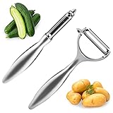 Sparschäler Schäler Sparschäler Gemüseschäler Rostfrei 2PCS Pendelklinge Rostfrei Spülmaschinengeeignet Edelstahl poliert Kartoffelschäler für Küche für Obst Karotten Auberg