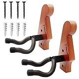 Yumzeco 2er Pack Gitarren Wandhalterung,Gitarrenhalter für Die Wand Gitarrenwandhalter,Mahagoni Gitarrenhalter für Ukulele, Akustische E-Bass Gitarre, Violine, Mandolinen für Studio, S