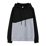 DDZYQ Sweatshirt Männer Herbst Winter Jugend Longsleeve Mode Spleißen Fleecefutter Herren Pullover Regulär Lose Mit Kordelzug Outdoor Casual Sport Jogging Herren Hoodie B-Grey Black M