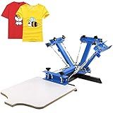 VEVOR Siebdruckmaschine NS401-S Silk Screen Printing Machine 4 Farbe 1 Station Siebdruckmaschine DIY Screen Press Printing Machine 55 x 45 cm Siebdruck Set für flache Drucksubstrate wie Kleidung