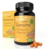 Mavima Premium Curcuma Kapseln + Vitamin C + Vitamin D3 mit Kurkumin | Kurkuma Kapseln hochdosiert 1 Kapsel täglich | Kurkuma Extrakt | Curcumin Kapseln hochdosiert | Curcuma Extrakt Kap