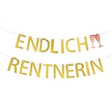 VINFUTUR Endlich Rentnerin Girlande Gold Rente Banner Hängende Retirement Girlande für Ruhestand Pensionierung Abschiedsfeier Partydek