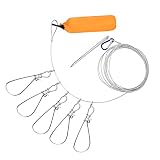 CHSEEO 3.4m Fischgalgen Fish Stringer mit 5 Schnallen Edelstahl, Marker Buoys, Aufbewahrungstasche, Fischtransport GalgenAngeln Zubehör Werkzeuge, Tragbare Live Fish Schnall Angelzubehör, Silb