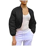 Damenjacke mit Stehkragen und langen Ärmeln, gepolstert, mit durchgehendem Reißverschluss, Schwarz , 38