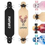 Longboard Erwachsene Skateboard Kinder 41 Zoll Longboard Mädchen Komplettes Skateboard Cruiser mit 8 Lagen Ahornholz Drop-Through Longboards für Cruising Free-Style Skateboards mit T-Tool (Elchkopf)