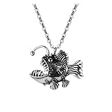 X/L Hip Hop Halskette Angler Fisch Halskette Große Laterne Fisch Kette Punk Schmuck Geburtstagsgeschenk für den besten Ehemann/Freund (Farbe: Anhänger + passende Kette)