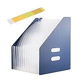 LOVALUE 13-fach Fächermappe A4 Erweiterbare Ordnungsmappe Dokumentenmappe Fächermappe Sortiermappe Größe Grosse Kapazität wasserdicht (Dunkelblau im Hochformat)
