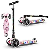 AXYWINBO Scooter Kinder,PU Radstehende Scooter Roller mit LED-Roller Kinder 6 Jahre,Höhenverstellbarer und Abnehmb