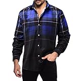 FASLOLSDP Herren Gradient Kariertes Hemd Mode Dünn Bequem Freizeithemd Revers Slim Fit Hemden Fashion Klassisch Langarmhemd Farbblockierendes Basic Lang