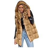 GFGHH Damen Kapuzenweste Leichte Winterjacke Steppjacke Damen Kapuzen Plüsch Ärmellos Weste Bequem Kapuzenpullover Sweatjacke Sweatshirt Warm Mantel Kunstpelz Winterweste Plüschweste Langer Cardig