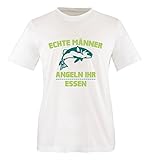 Comedy Shirts - Echte Männer Angeln Ihr Essen. - Herren T-Shirt - Weiss/Türkis-Hellgrün Gr. XL