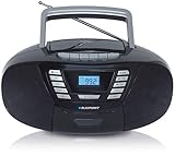 BLAUPUNKT B 120, CD Player Bluetooth Kinder - tragbarer Kassettenrekorder & Kinder CD Player mit Bluetooth Funktion, PLL UKW Radio, AUX & USB Anschluss, mit Griff, Farbe: Schw