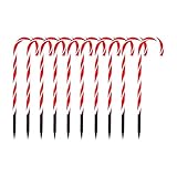 O'vinna 10er Set Zuckerstangen Lichter, Weinachts LED beleuchtet Zuckerstangen Dekoration, wasserdichte LED-Gartenstecker Zuckerstangen für Außen & Innen Garten Weihnachten Deko (53cm)