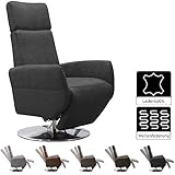 Cavadore TV-Sessel Cobra / Fernsehsessel mit Liegefunktion, Relaxfunktion / Stufenlos verstellbar / Ergonomie M / Belastbar bis 130 kg / 71 x 110 x 82 / Lederoptik