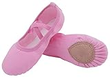 Nzcm Flache Ballett Schläppchen Kinder Geschlossene Canvas Ballerinas Tanzschuhe Mädchen Weich Verstellbar Gymnastik, 28 EU, L