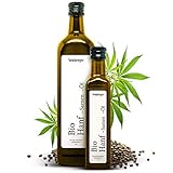 Bio Hanföl 750ml Glasflasche mit Dosierer | 100% rein & kaltgepresst | Hanfsamenöl mit nussigem Geschmack aus nachhaltigem Anb