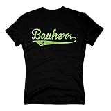 T-Shirt Bauherr Style Richtfest Hausbau Gleichenfeier BAU Baustelle DIY, XXXL, schwarz-Apfelg