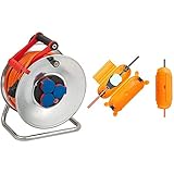 Brennenstuhl Garant S IP44 Kabeltrommel (40m Kabel in orange, Kabeltrommel Outdoor mit Trommelkörper aus Stahlblech) & Safe-Box BIG IP44 / Schutzbox für Verlängerungskabel, gelb