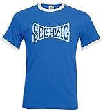 1860 Herren Retro T-Shirt Weiss-blau Schriftzug SECHZIG UltrasXL