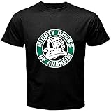 New Mighty Ducks Anaheim NHL Hockey League Logo Men's Black T-Shirt_421