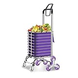 Einkaufstrolley aus Aluminiumlegierung, zusammenklappbar, tragbar, Aufbewahrungskorb, großer Kletterwagen, Supermarkt-Trolley, Lebensmittelwagen (Farbe: Silber)